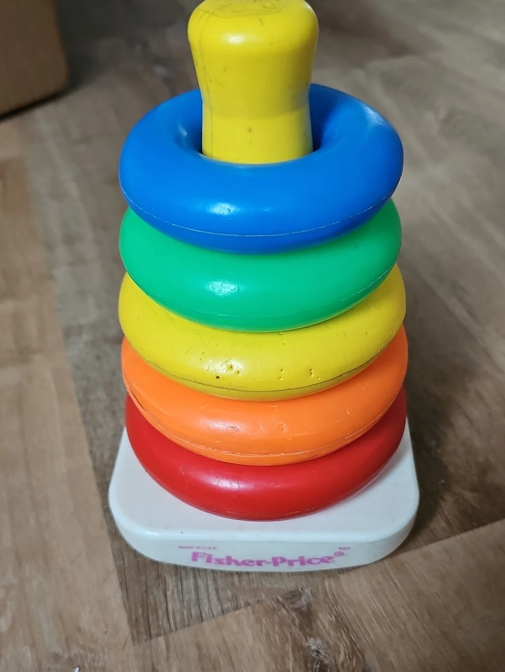 Vintage Fisher-Price Rainbow Stacking Ring Toy - Red Orange Yellow Green Blue